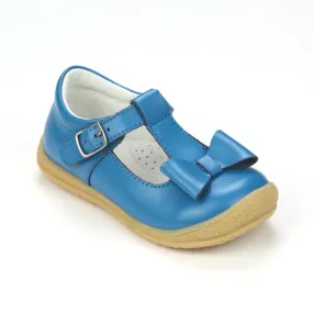 L'Amour Girls Tropical Blue T-Strap Bow Mary Janes