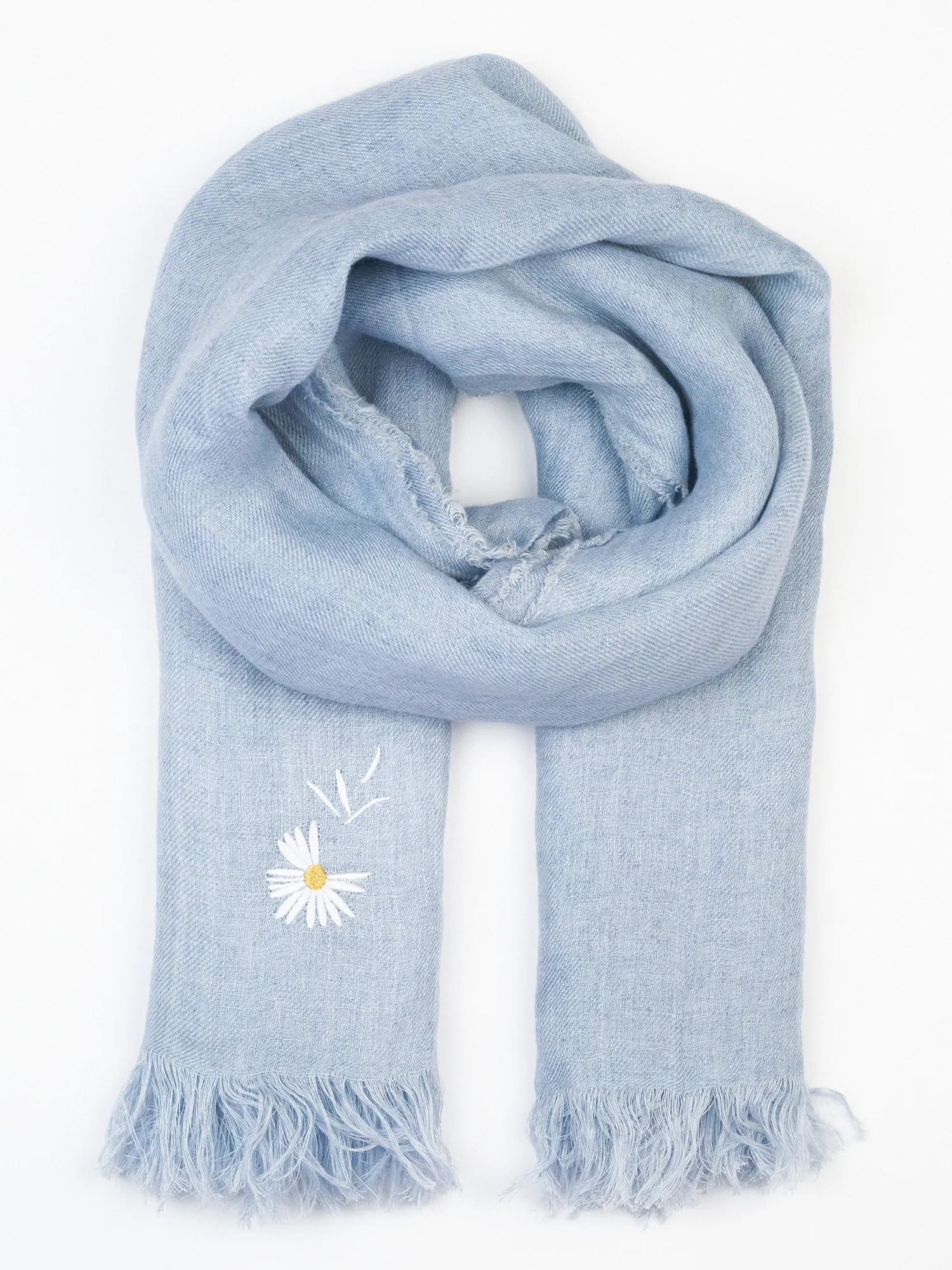 Linen Square Scarf Light Blue 