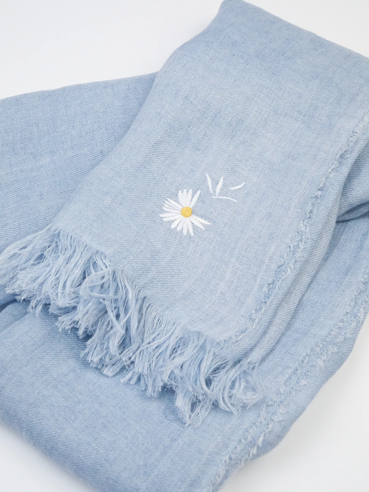 Linen Square Scarf Light Blue 