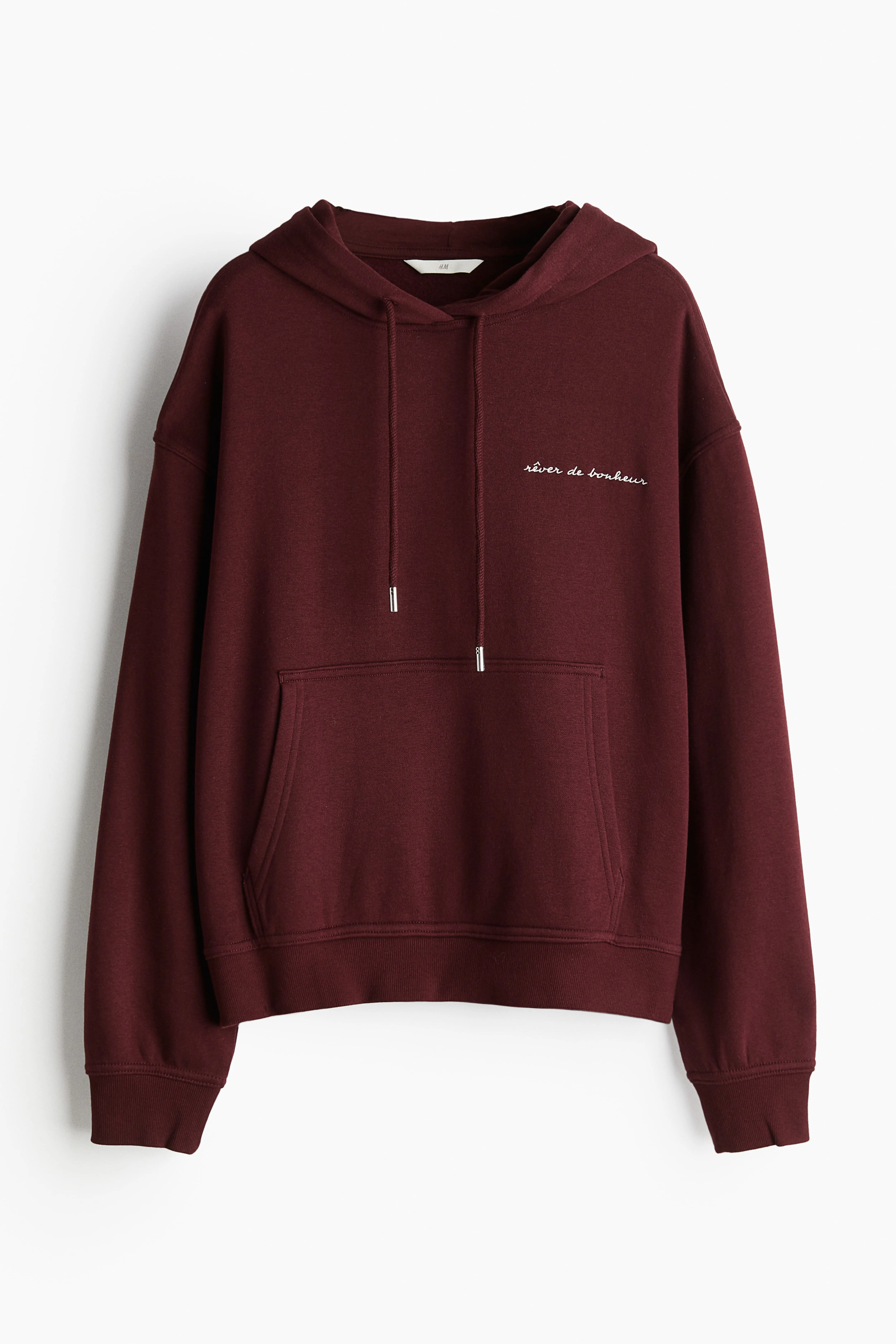 Loose-fit hoodie - Long sleeve - Regular length - Burgundy/Rêver de bonheur - Ladies | H&M GB