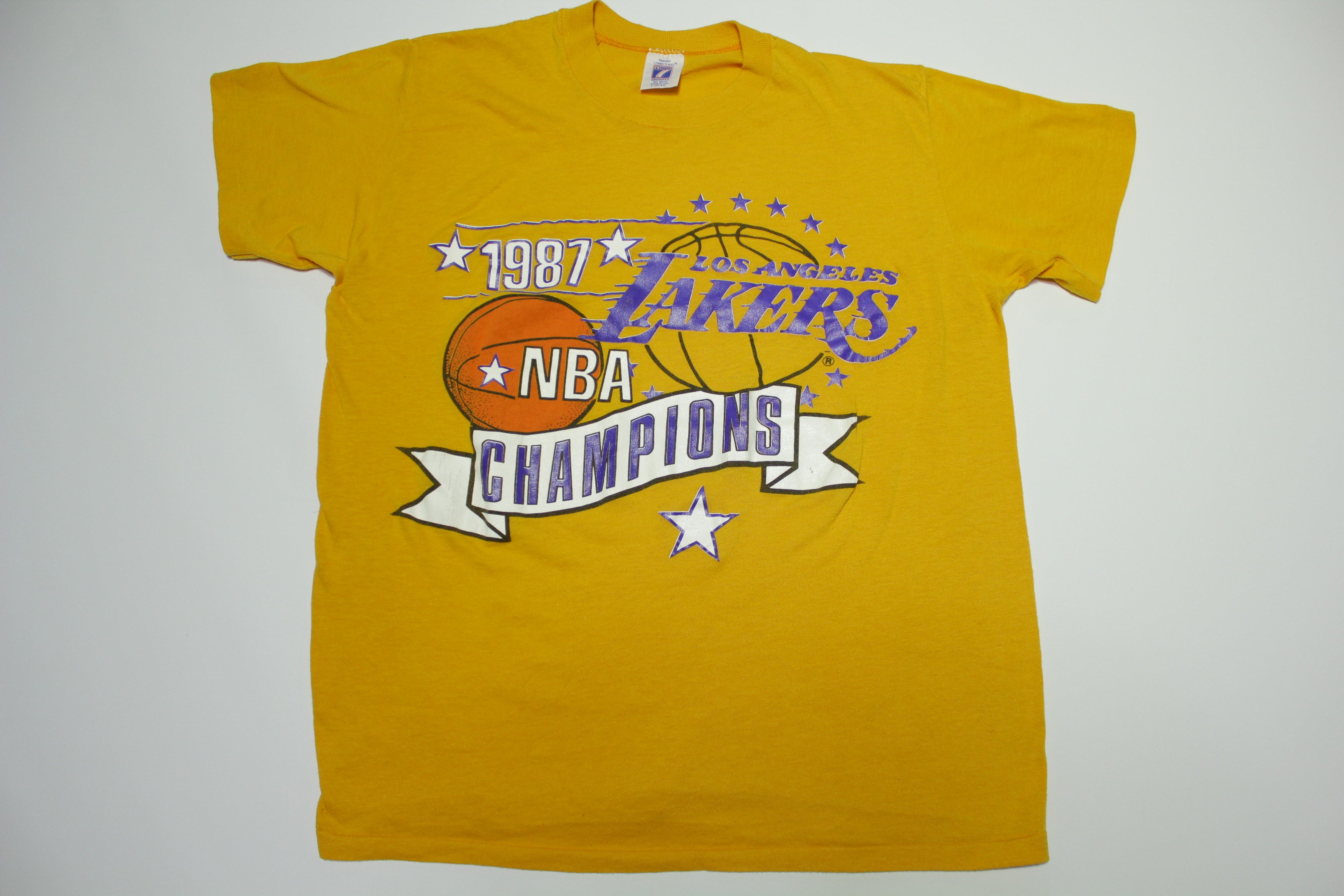 Los Angeles Lakers Vintage 1987 Finals Champions 80's Logo 7 Single Stitch USA T-Shirt