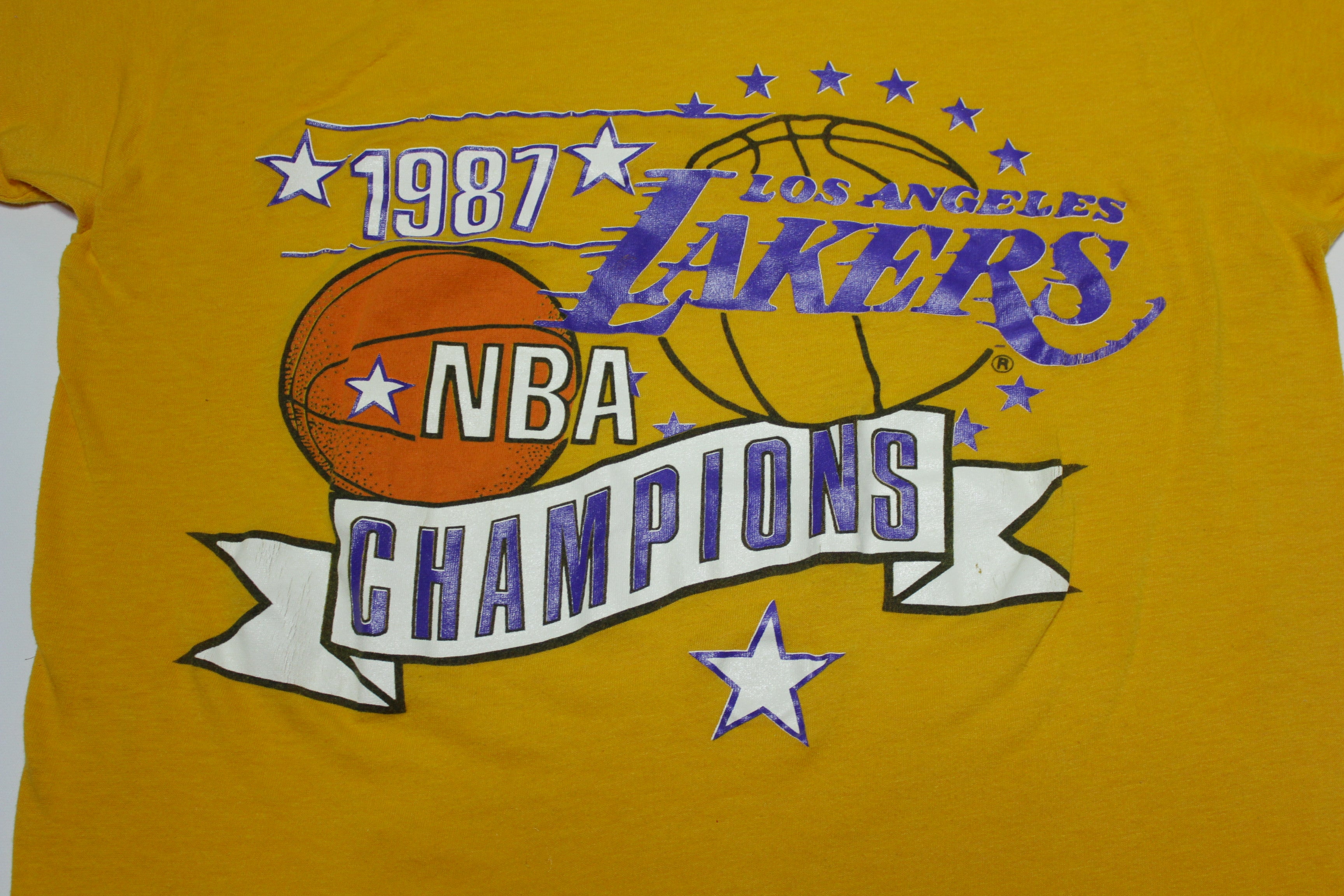 Los Angeles Lakers Vintage 1987 Finals Champions 80's Logo 7 Single Stitch USA T-Shirt