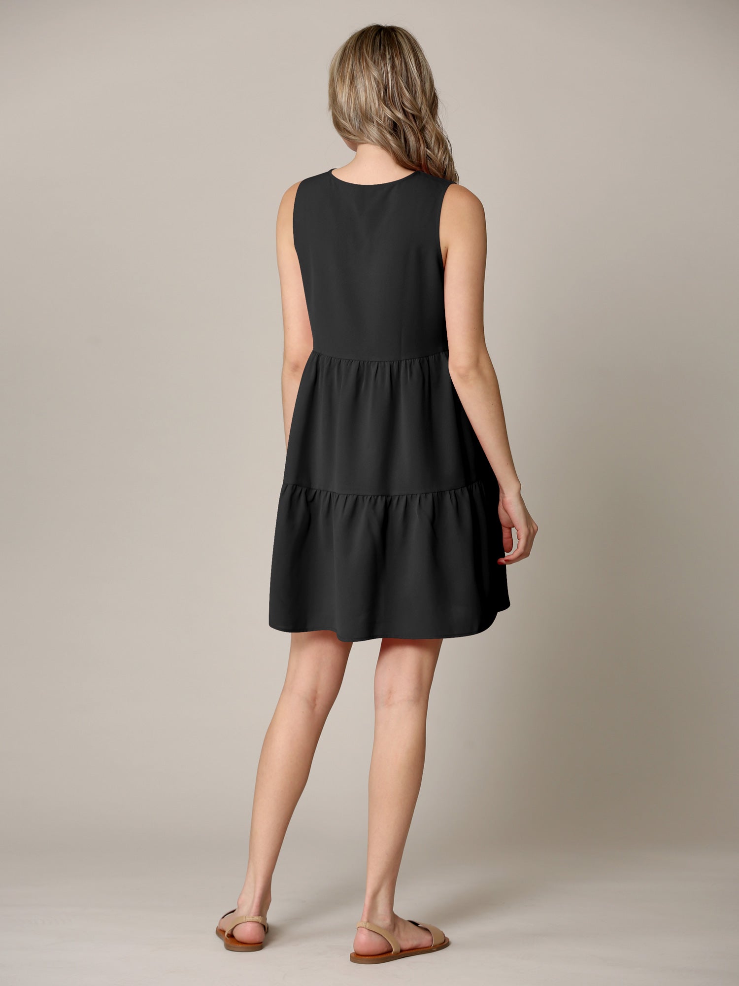 Made By Johnny Casual Flowy Swing Shift Tank Tiered Dress