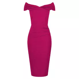 Magenta Cap Sleeve Crossover Top Bardot Wiggle Dress