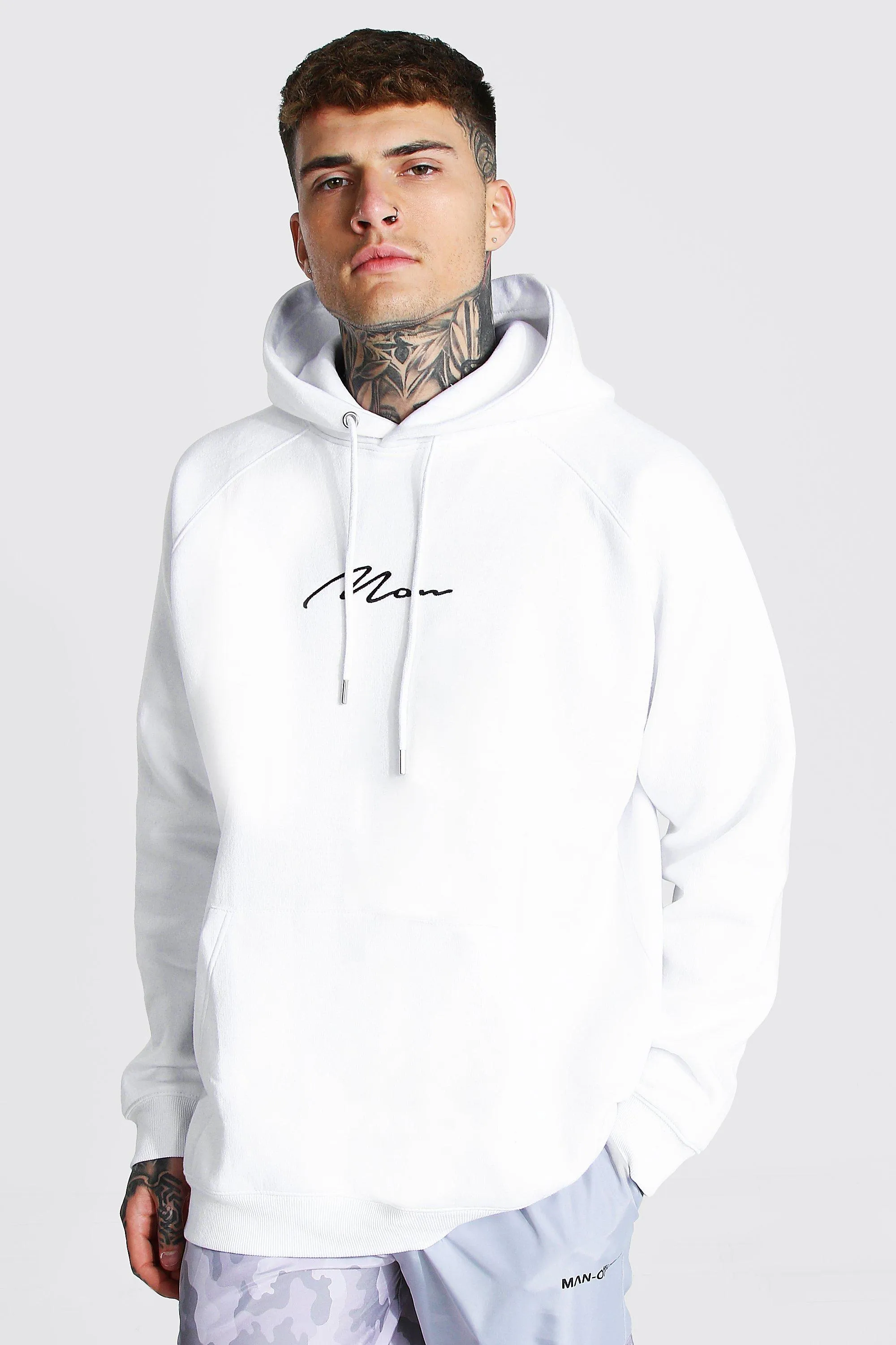 Man Signature Oversized Raglan Hoodie | boohooMAN UK