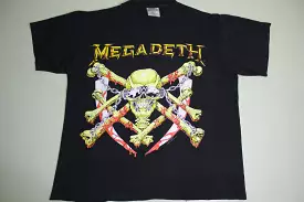 Megadeth Skull Bones Chains Vintage 1991 Ed Repka Brockum 90's USA Made T-Shirt