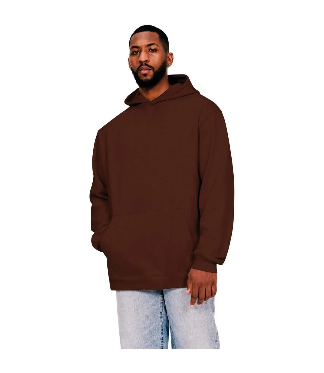 Mens ringspun cotton tall oversized hoodie chocolate Casual Classics