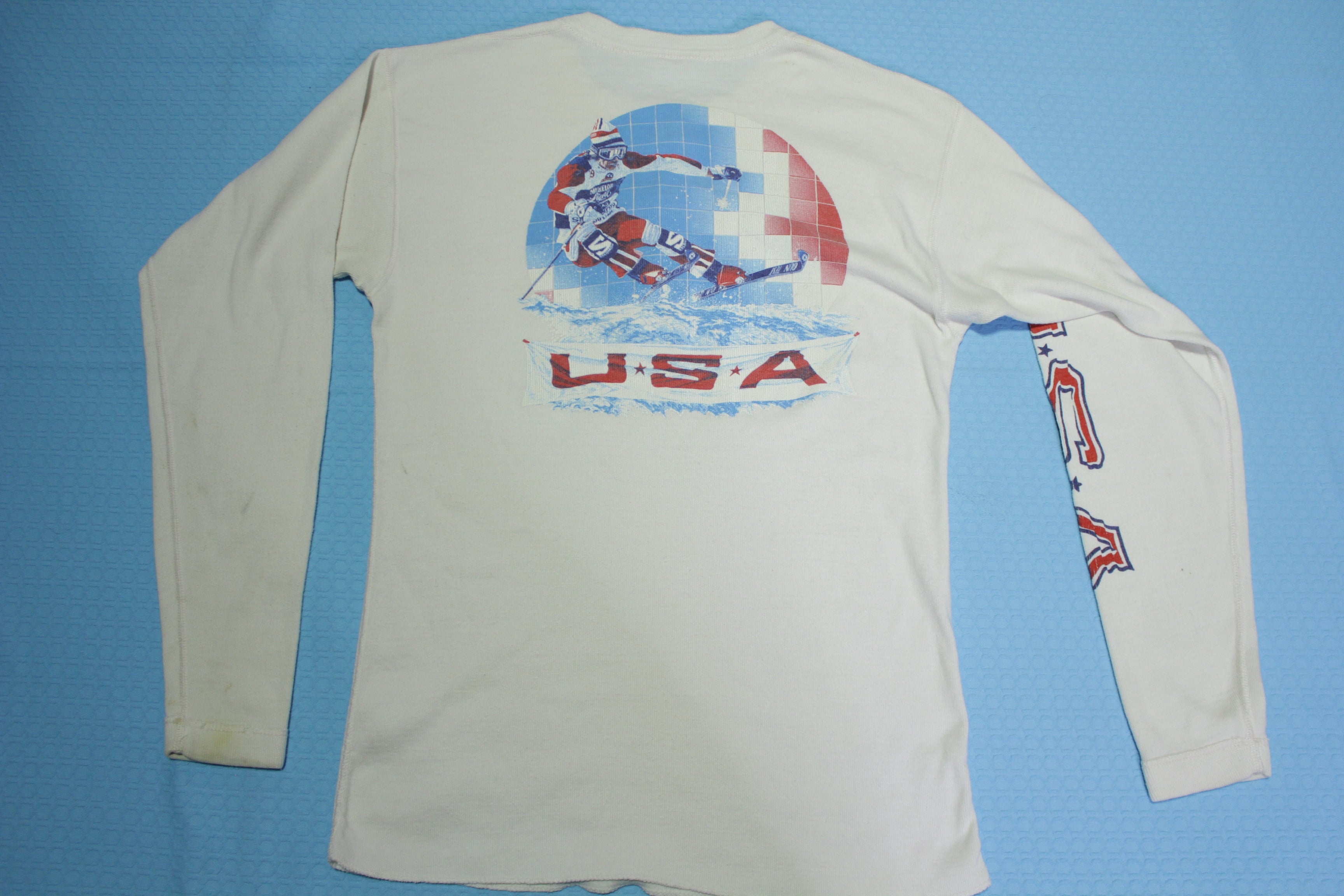 Michelob Light Vintage 80's USA Ski Team Henley Buffalo Shirts Tag Long Sleeve T-Shirt