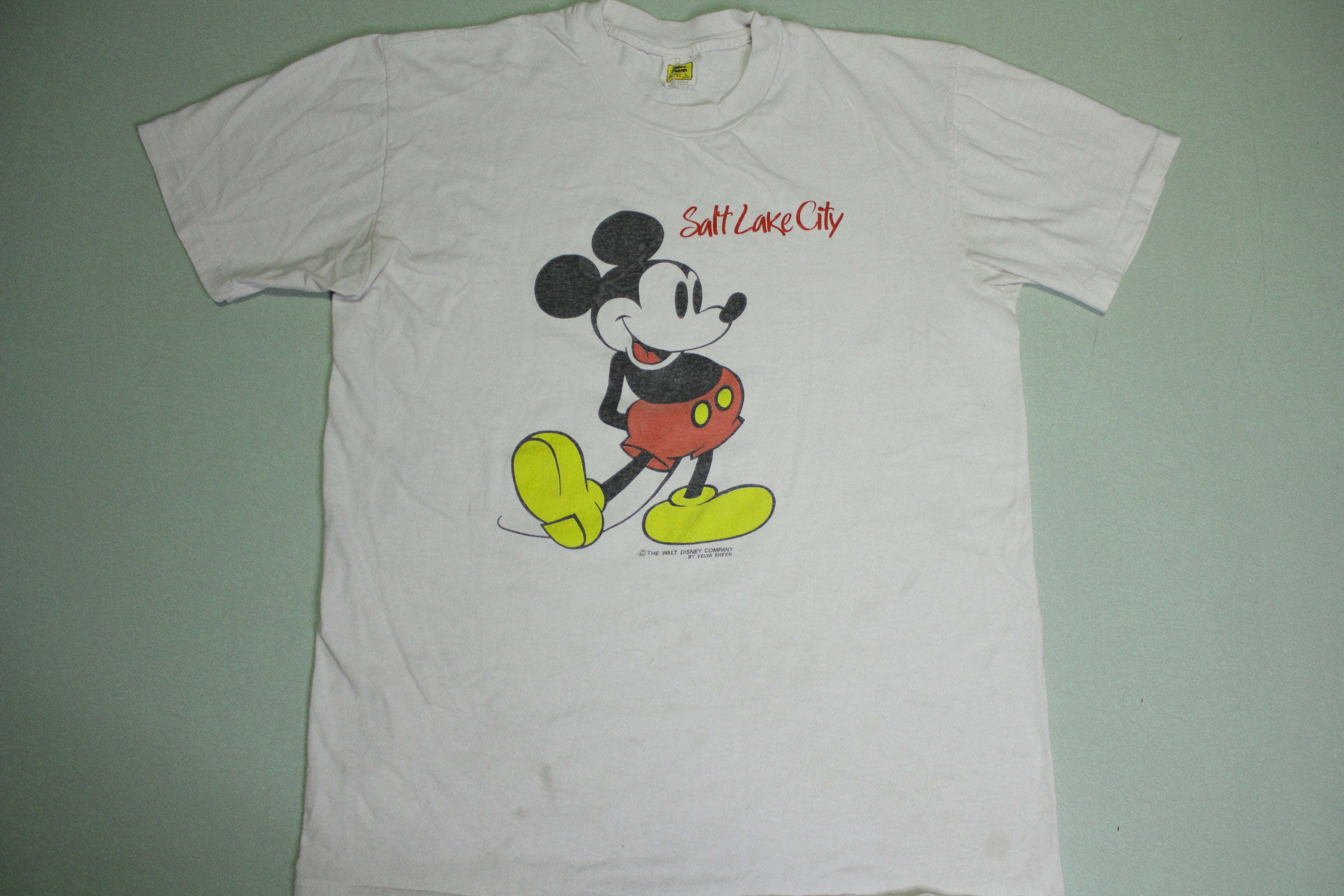 Mickey Mouse Walt Disney Co. Vintage 80's Velva Sheen Salt Lake City Single Stitch T-Shirt