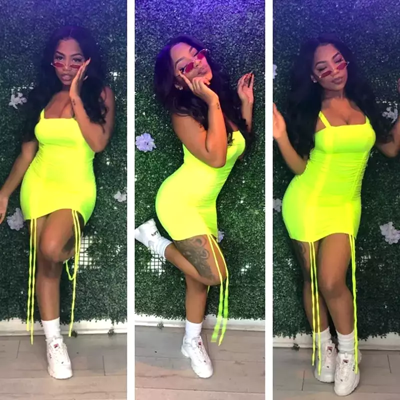 Neon Yellow Spaghetti Dress