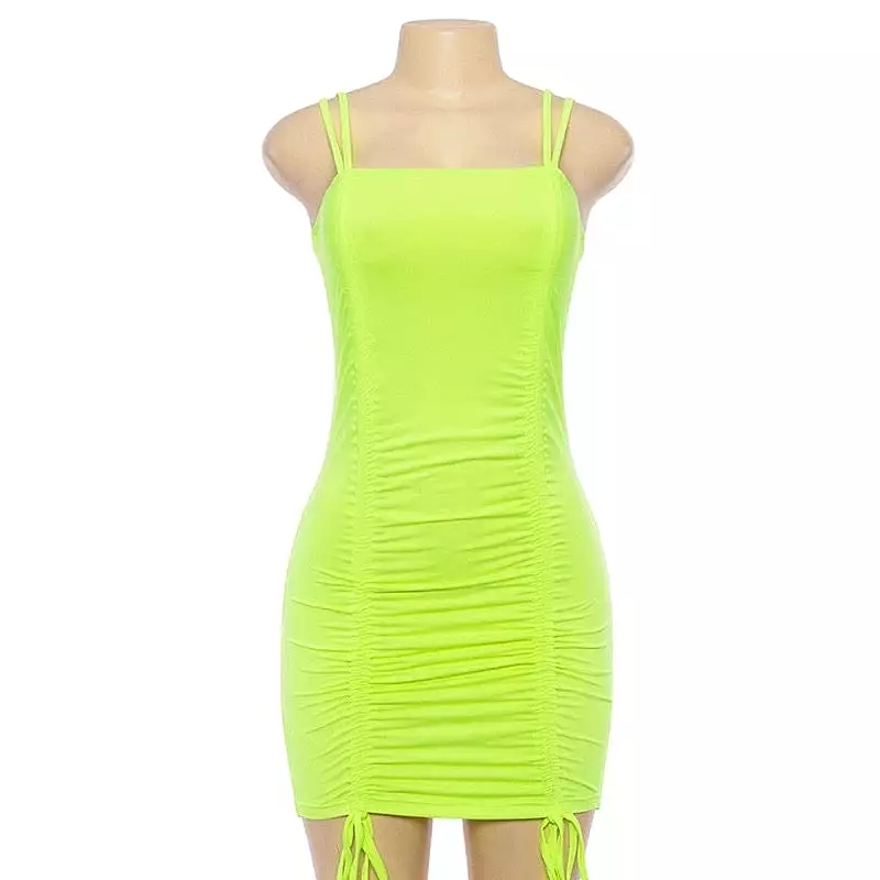 Neon Yellow Spaghetti Dress