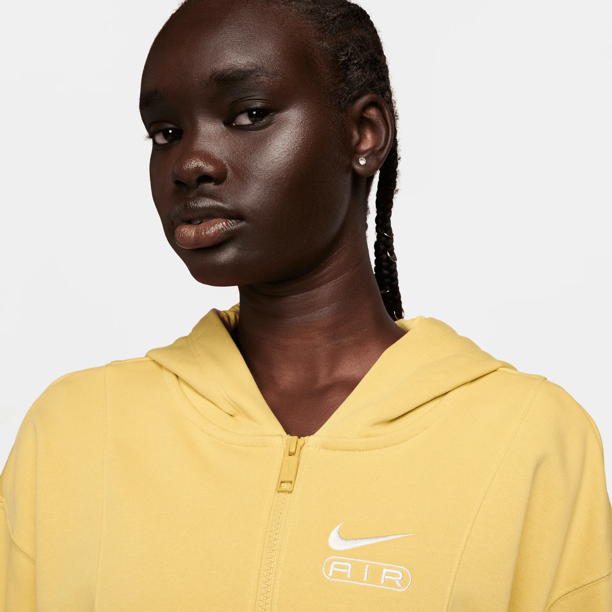 Nike Air Women's Gold Oversized French Terry Full-Zip Hoodie