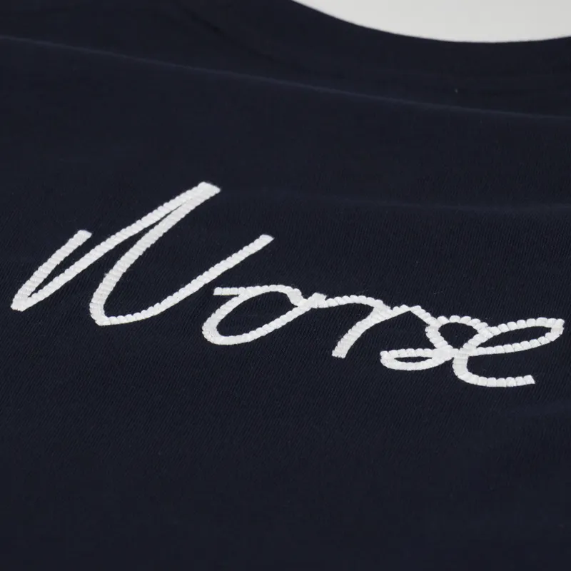 Norse Projects Johannes Chain Stitch Logo T Shirt Dark Navy