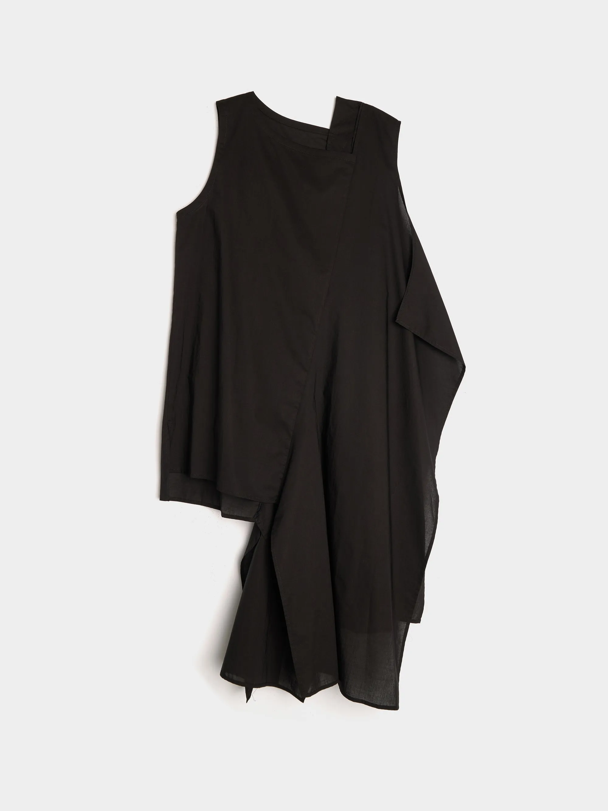 O-Doubled Left Sleeveless Blouse, Black