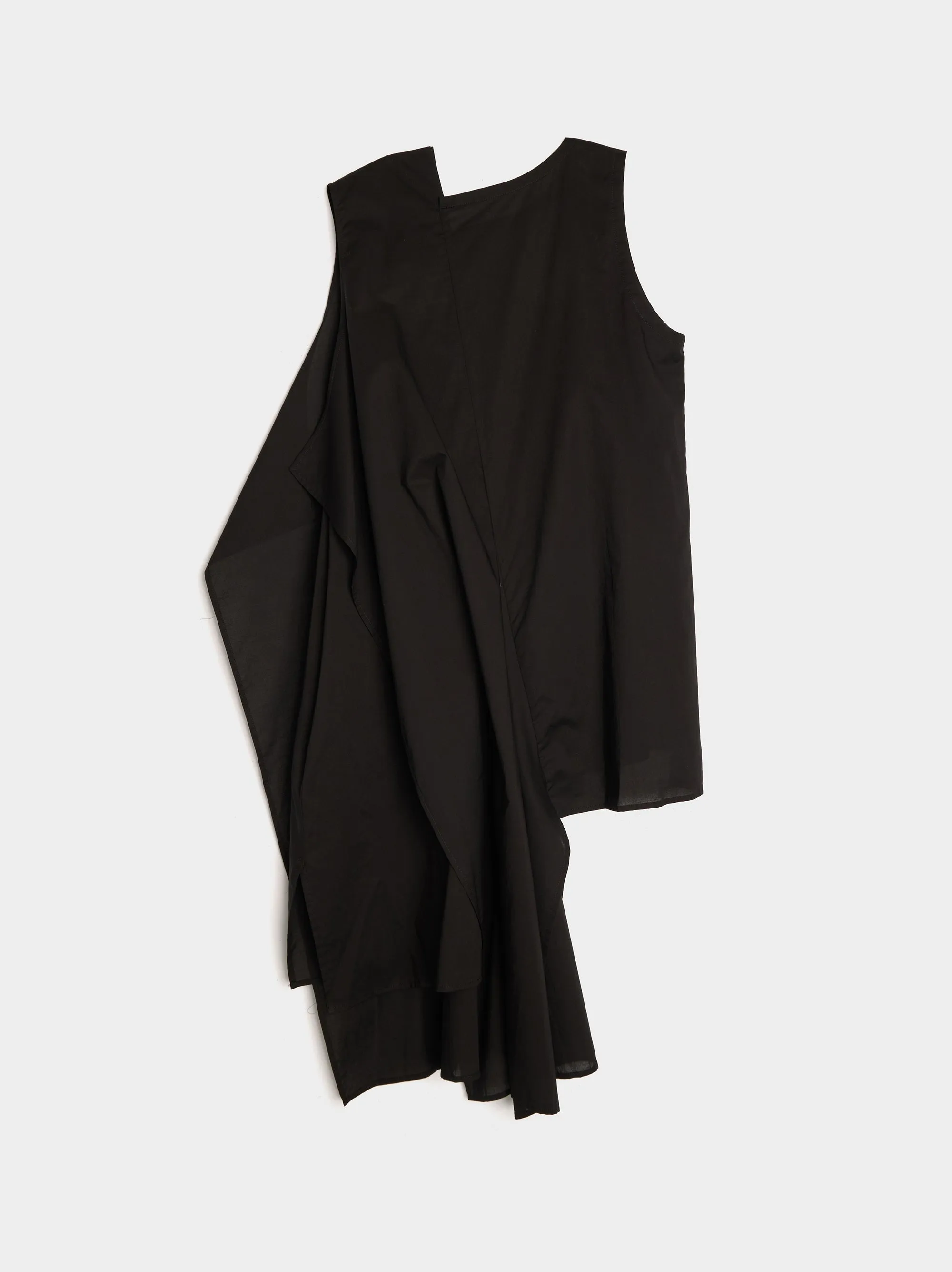 O-Doubled Left Sleeveless Blouse, Black