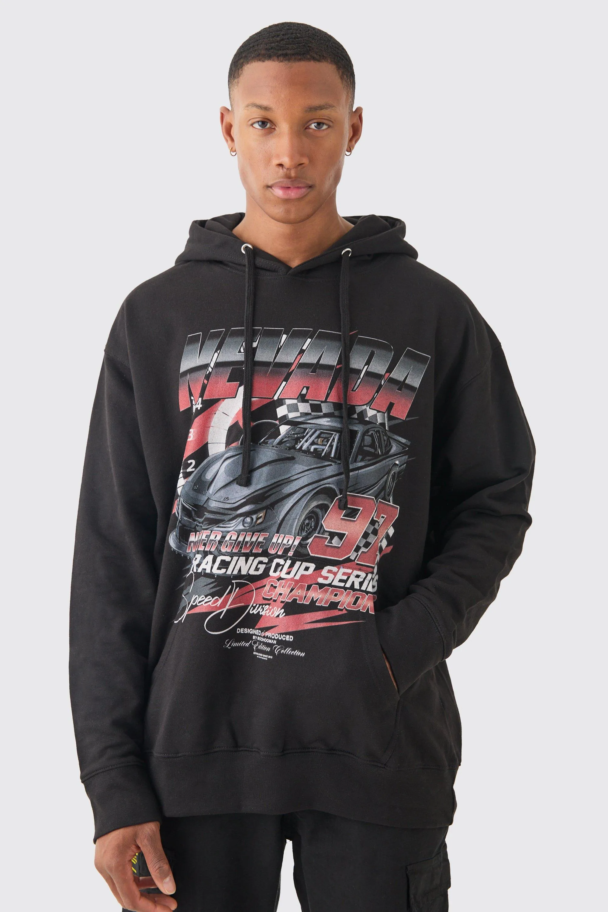 Oversized Car Graphic 97 Hoodie | boohooMAN UK