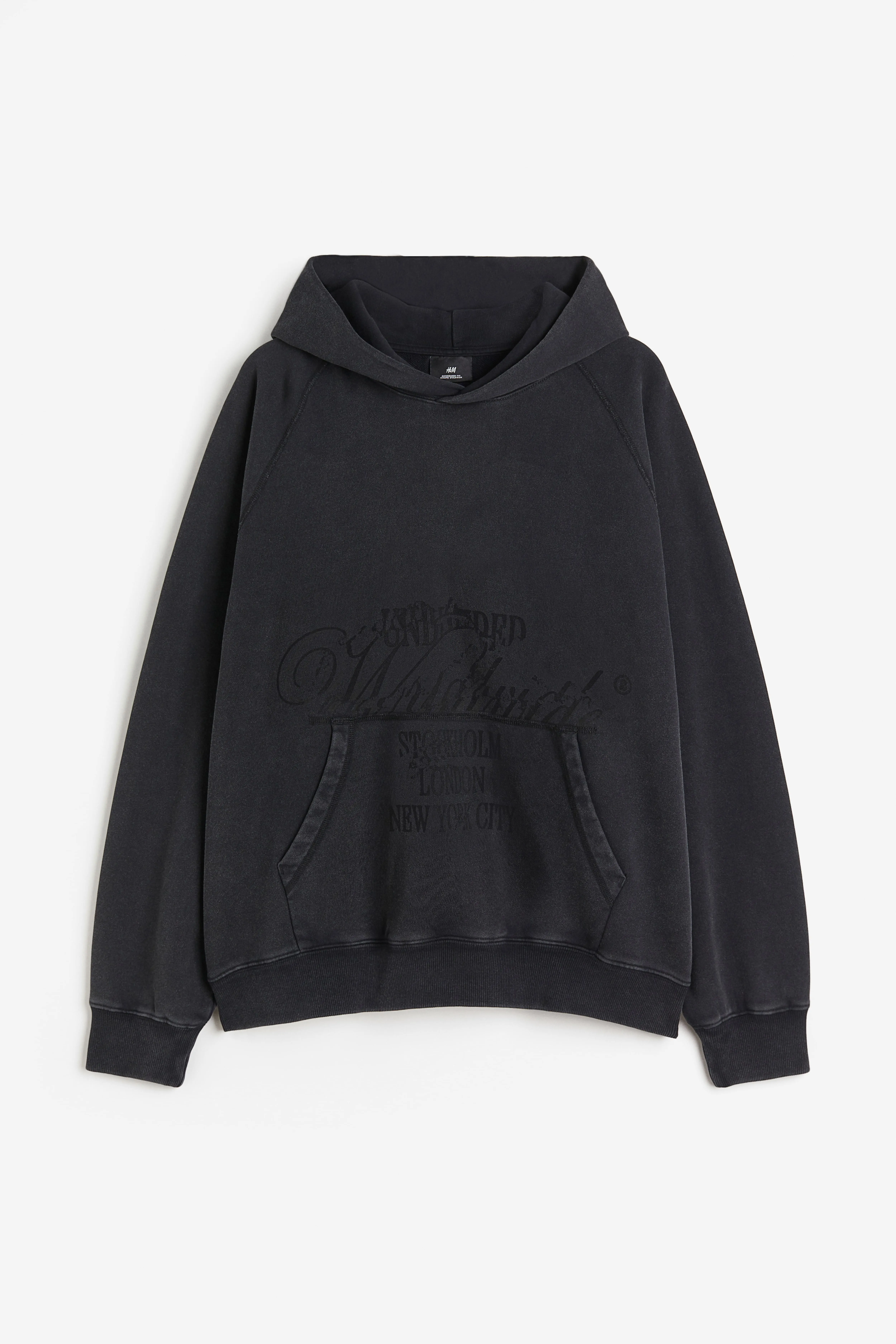 Oversized Fit Printed hoodie - Long sleeve - Regular length - Black - Men | H&M GB