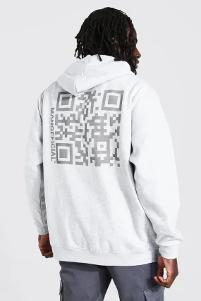 Oversized QR Code Print Hoodie | boohooMAN UK