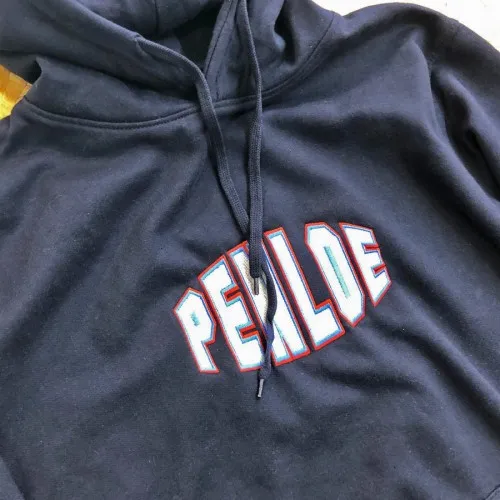 Penloe College Hoodie Sweat Navy Blue  This hooded sweatshirt is constructed from a cotton-polyester blend.  Features high stitc