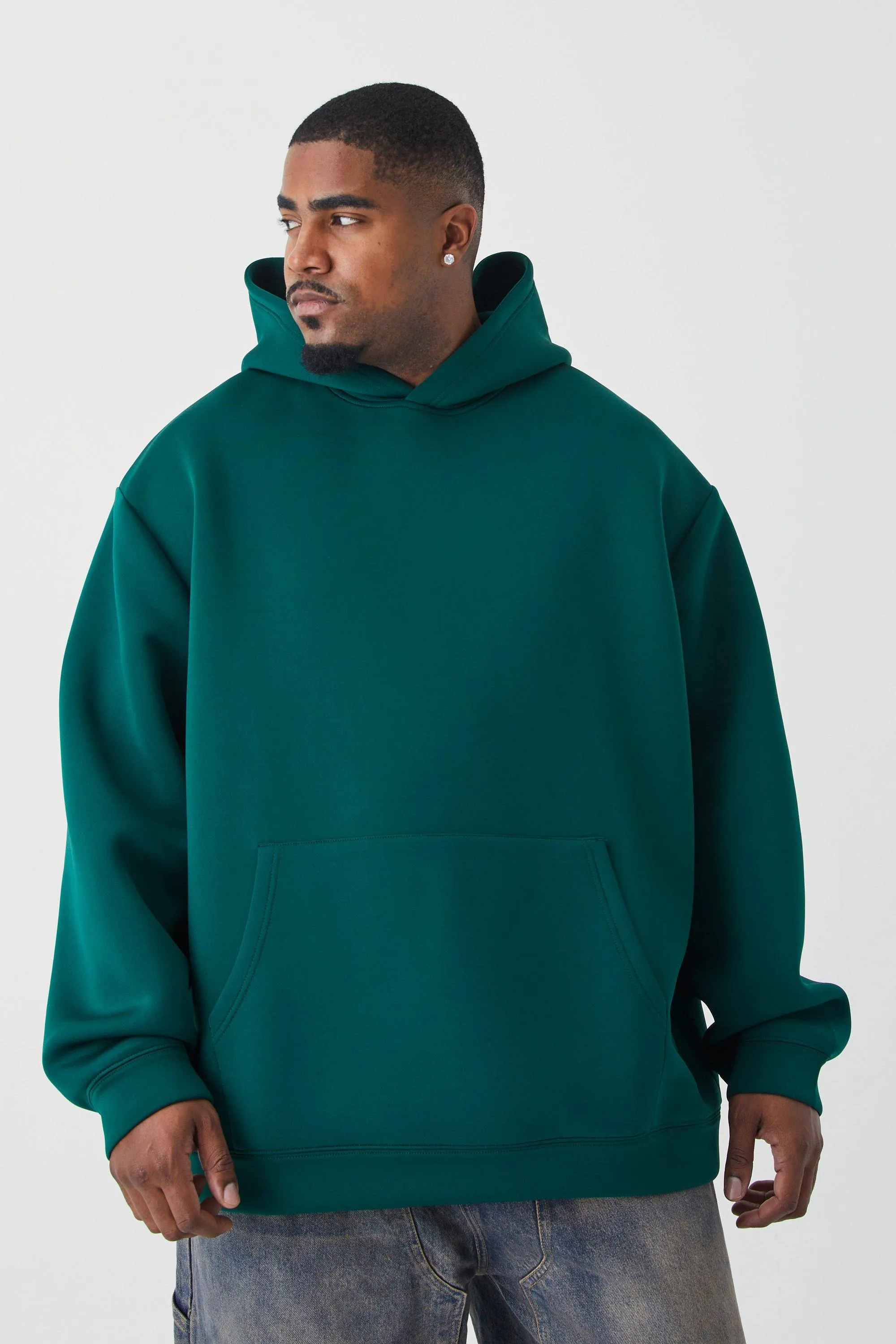 Plus Oversized Bonded Scuba Hoodie | boohooMAN UK