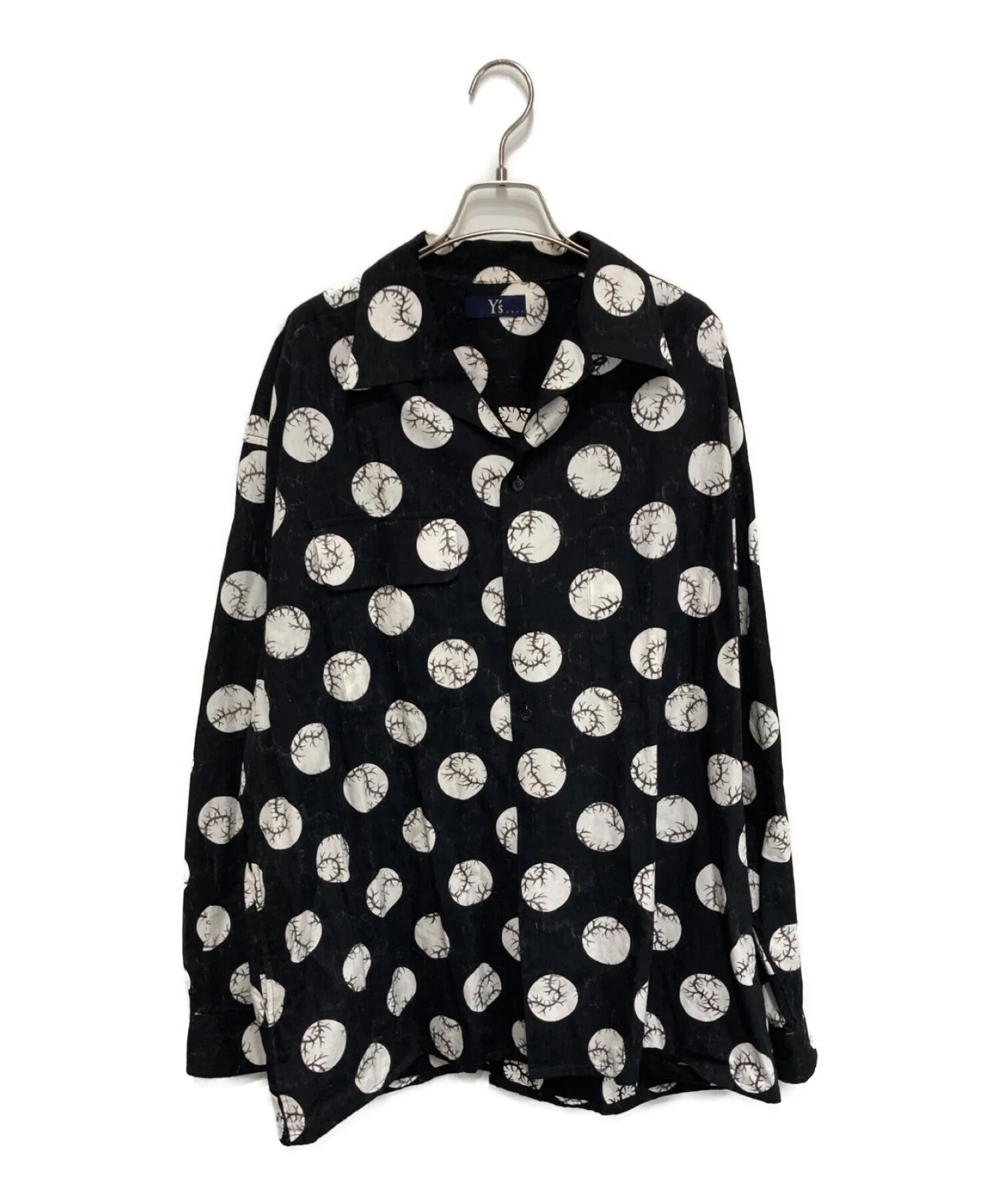 [Pre-owned] Y's BROAD THORNY DOT PRINT OPEN COLLAR SHIRT YX-B42-032