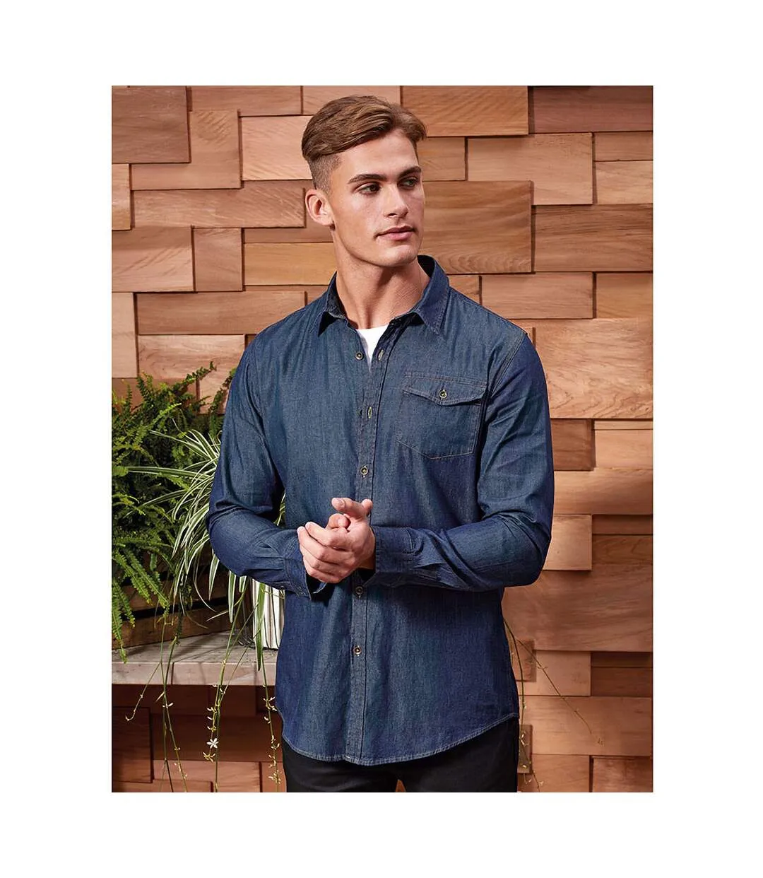 Premier Mens Jeans Stitch Long Sleeve Denim Shirt (Indigo Denim) - UTRW5593