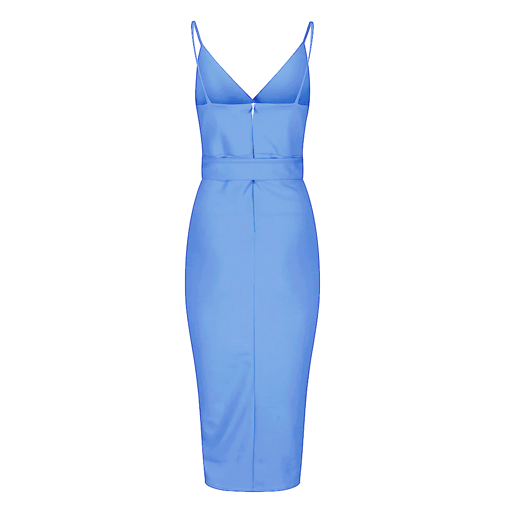 Pretty Blue Strappy Bodycon Wiggle Dress