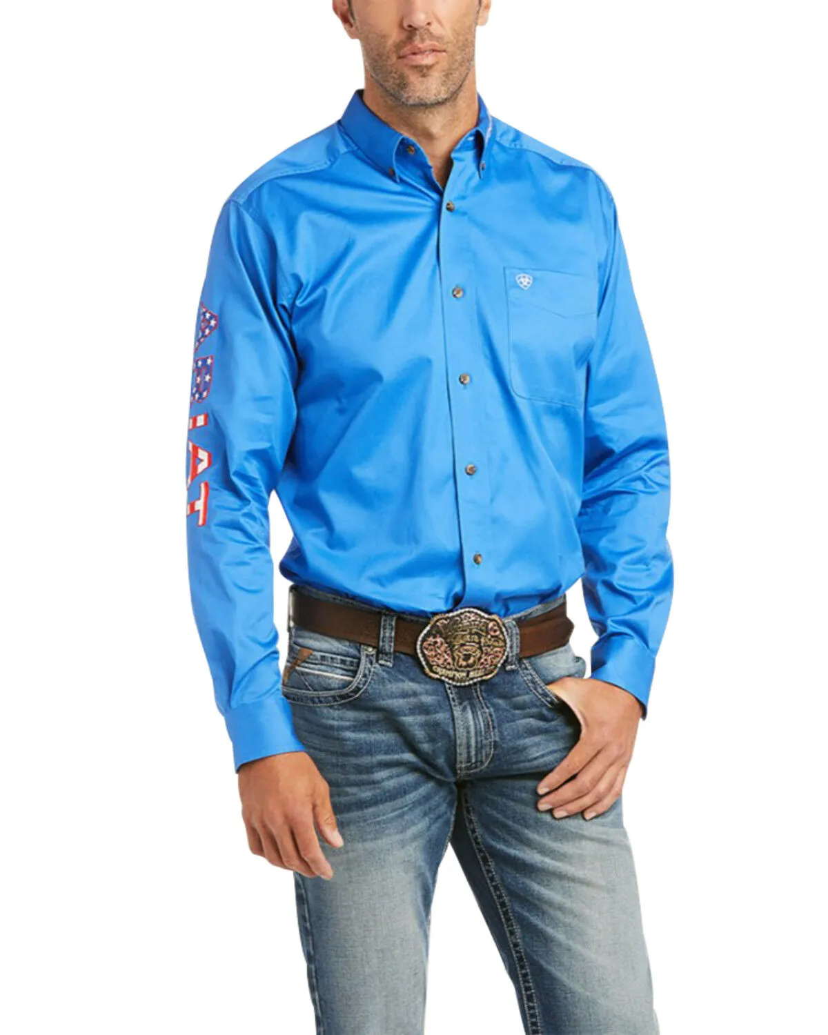 Product Name:  Ariat Men's Team USA Logo Twill Fitted Long Sleeve Button-Down Western Shirt