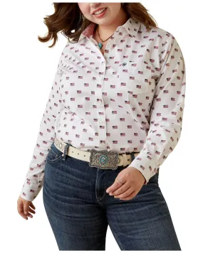 Product Name:  Ariat Women's Kirby USA Print Button-Down Long Sleeve Stretch Western Shirt - Plus