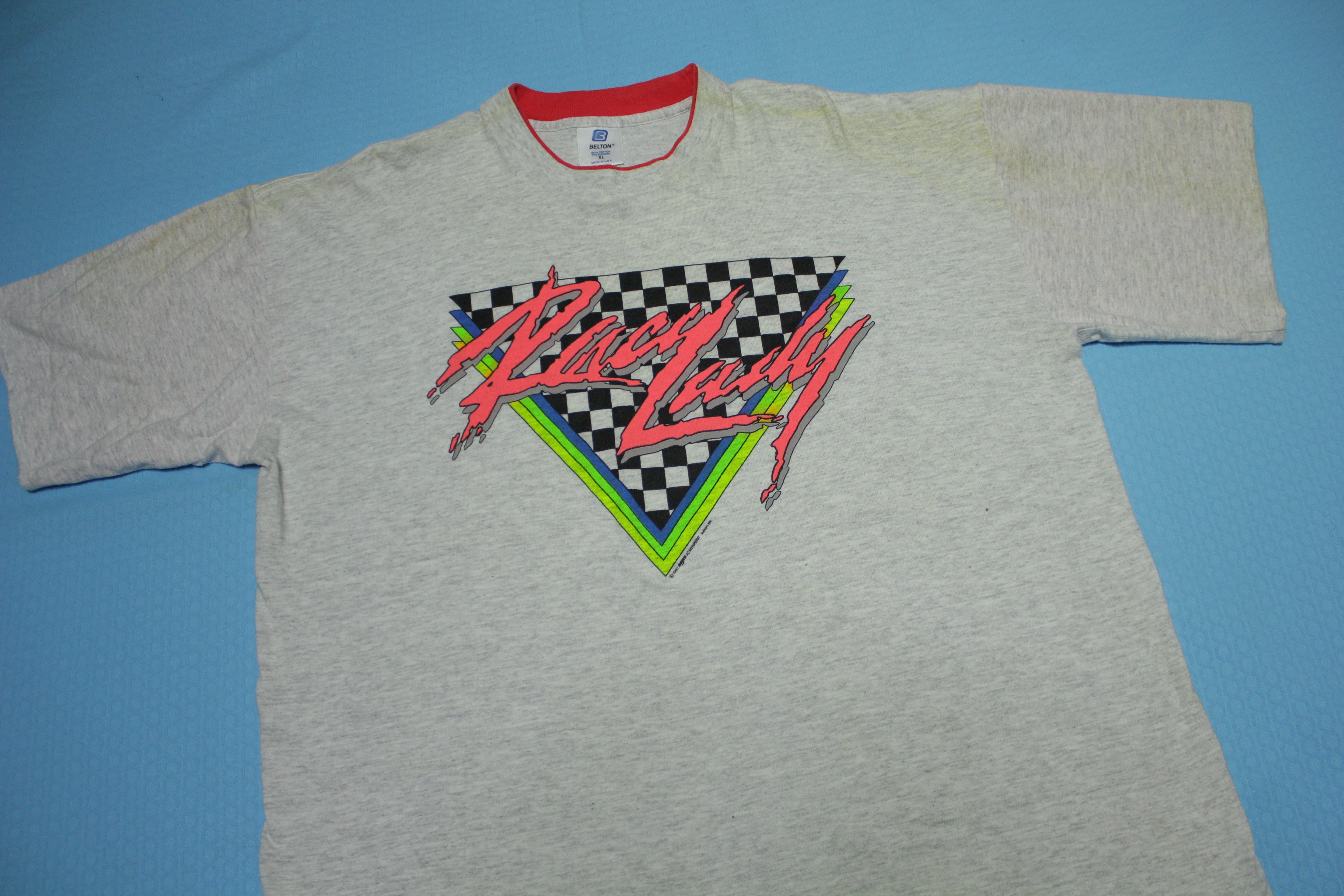 Racy Lady Vintage 90's Belton Made in USA Checkered Flag T-Shirt