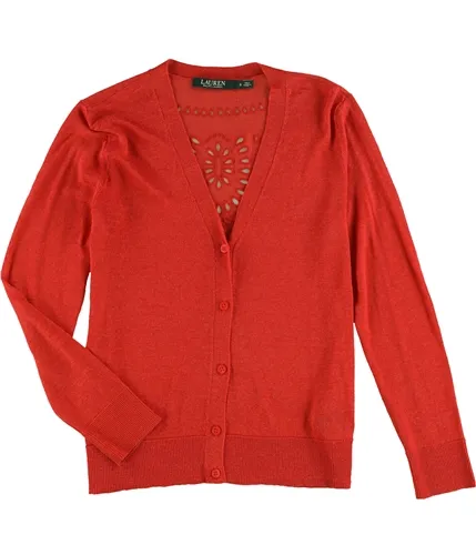 Ralph Lauren Womens Eyelet-Back Cardigan Sweater