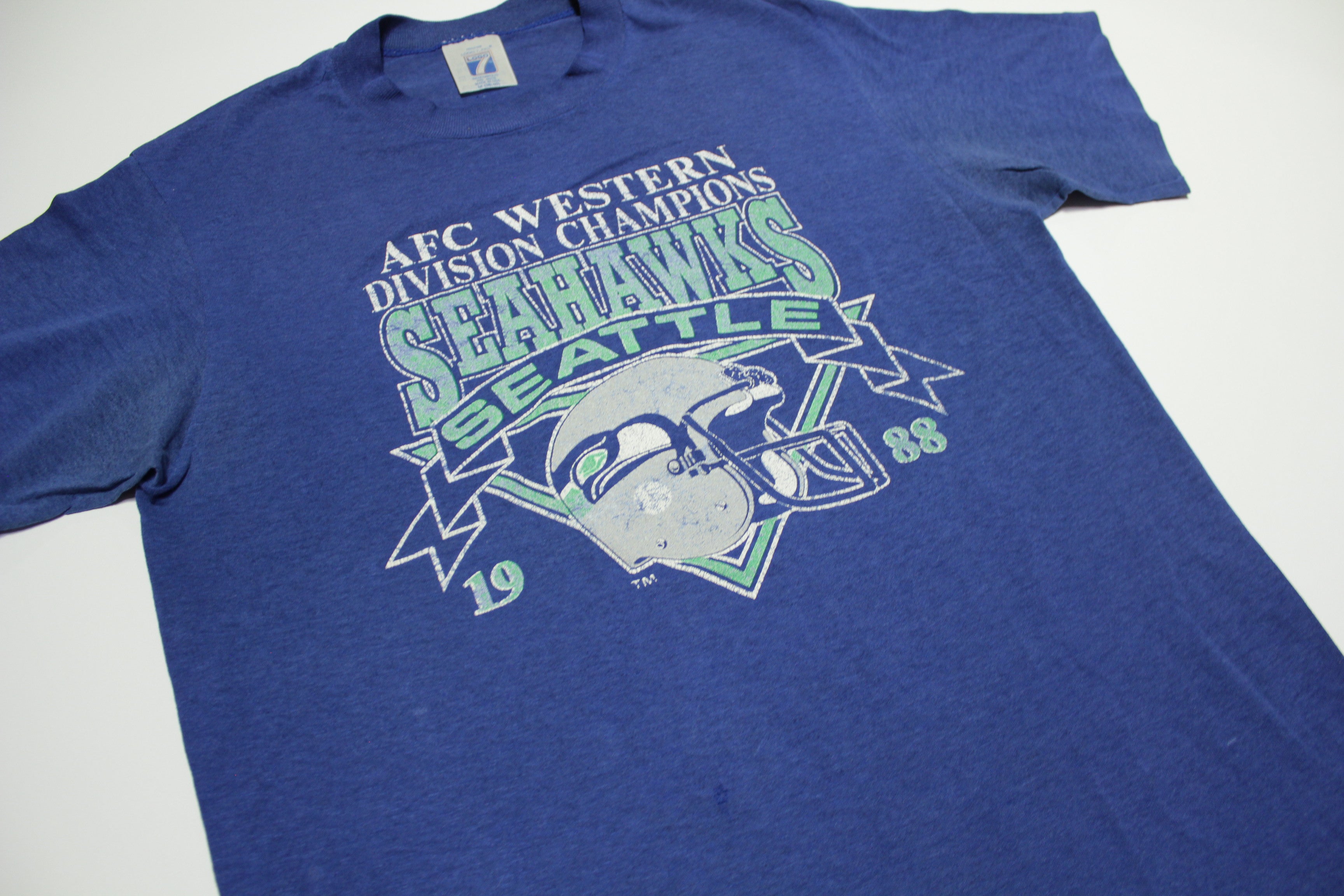 Seattle Seahawks Vintage AFC WEST 1988 Logo 7 Single Stitch Division Champions T-Shirt