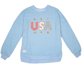 Simply Southern Sparkle USA Long Sleeve Jersey Crew T-Shirt