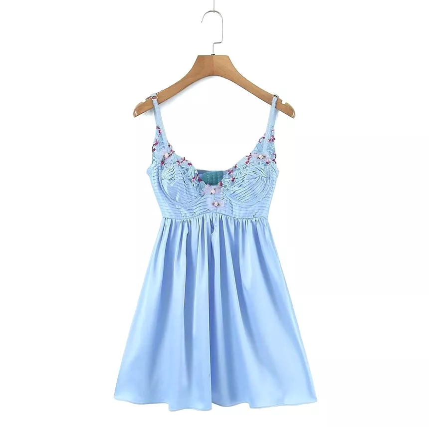 Spaghetti Strap V-Neck Floral Mini A-Line Dress aa24