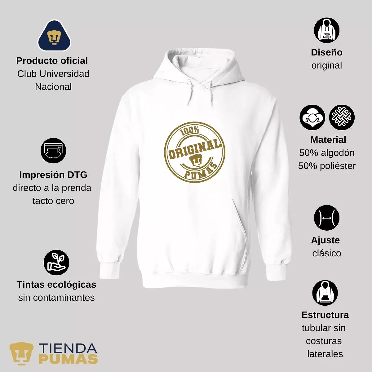 Sudadera Hombre Hoodie Pumas UNAM 100% Original