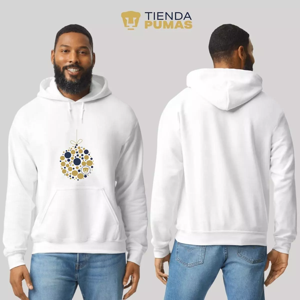 Sudadera Hombre Hoodie Pumas UNAM Esfera Navidad