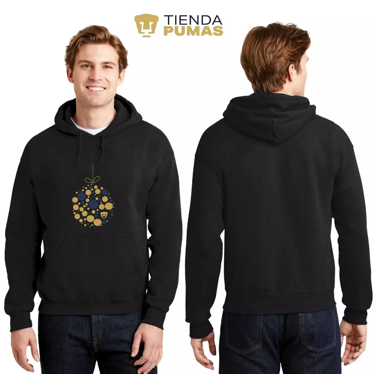 Sudadera Hombre Hoodie Pumas UNAM Esfera Navidad