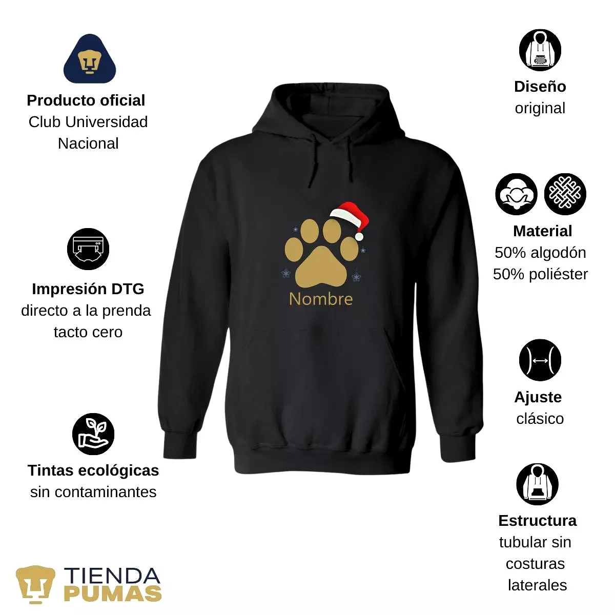 Sudadera Hombre Hoodie  Pumas UNAM Garra