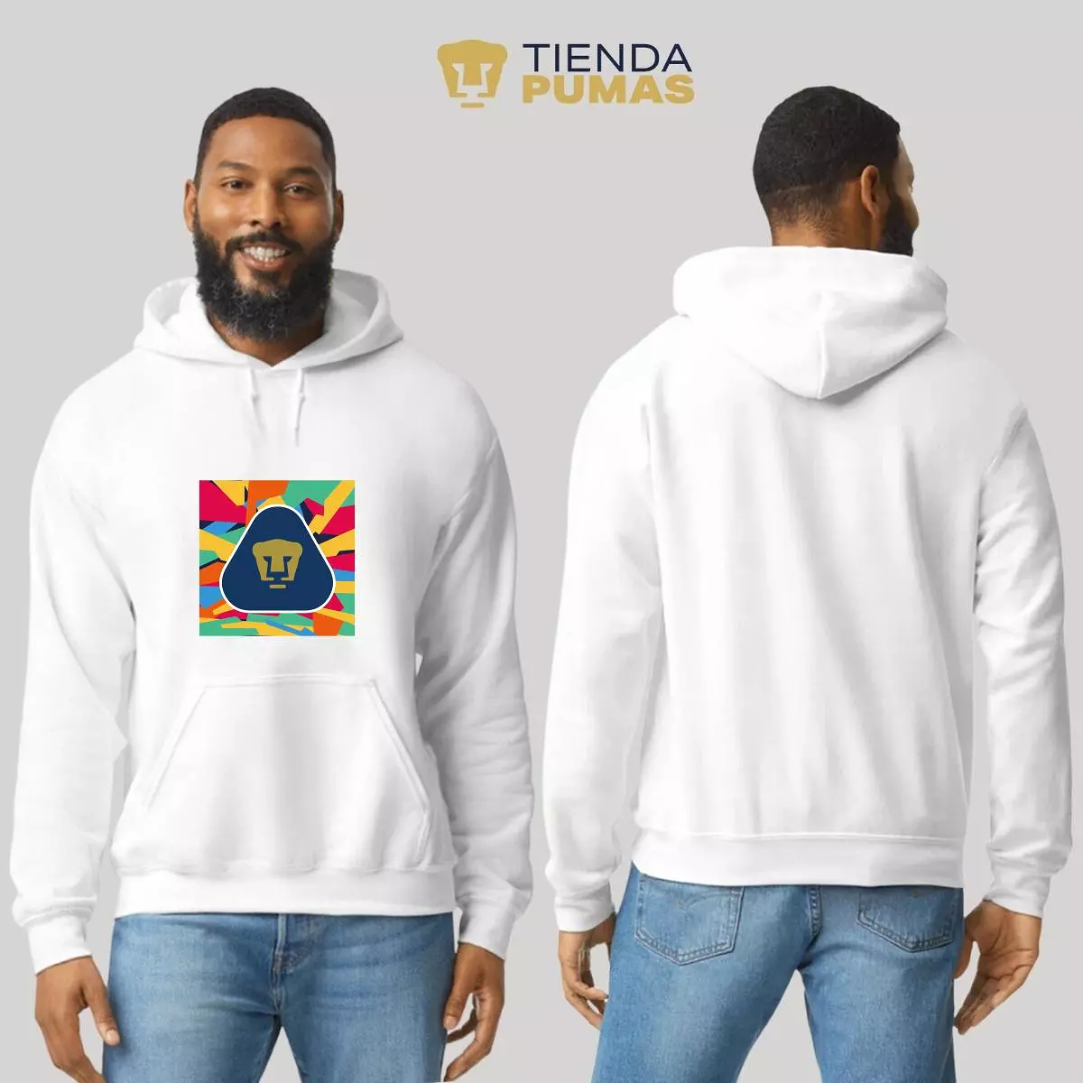 Sudadera Hombre Hoodie  Pumas UNAM Logo Multicolor