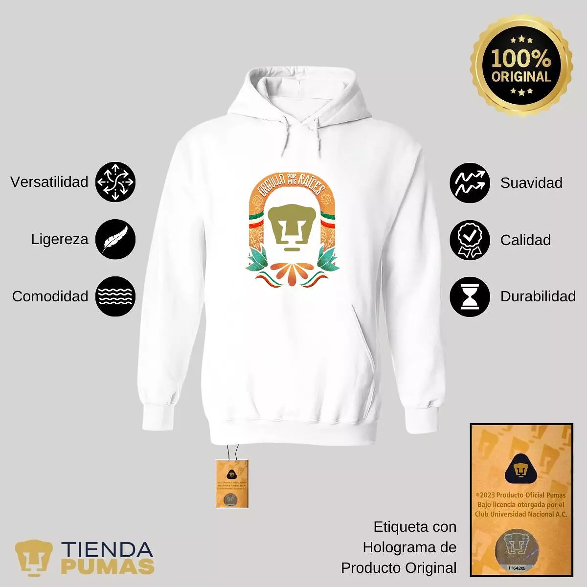 Sudadera Hombre Hoodie Pumas UNAM por mis raíces