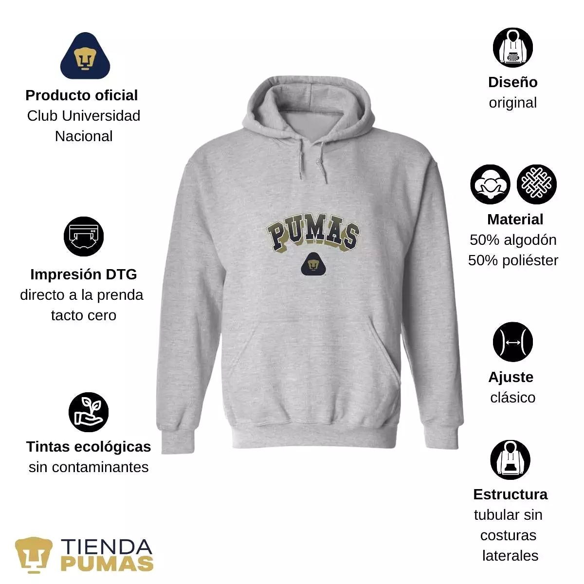 Sudadera Hombre Hoodie  Pumas UNAM Pumas 3D