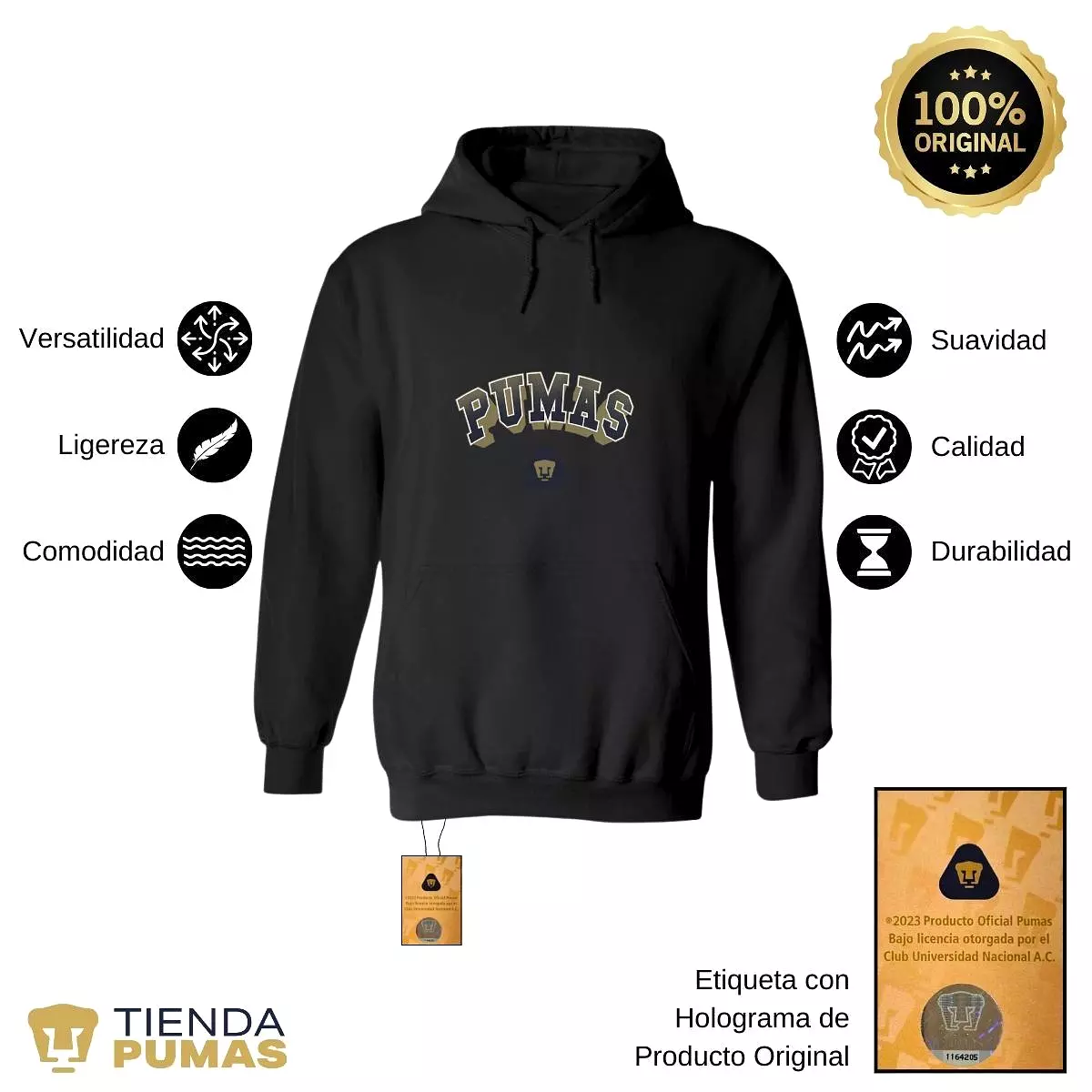 Sudadera Hombre Hoodie  Pumas UNAM Pumas 3D