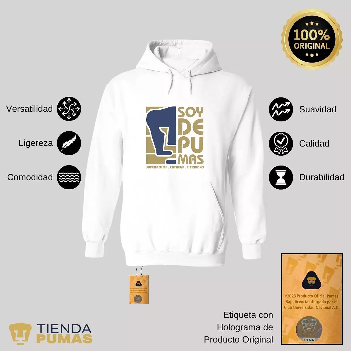 Sudadera Hombre Hoodie  Pumas UNAM Soy de Pumas