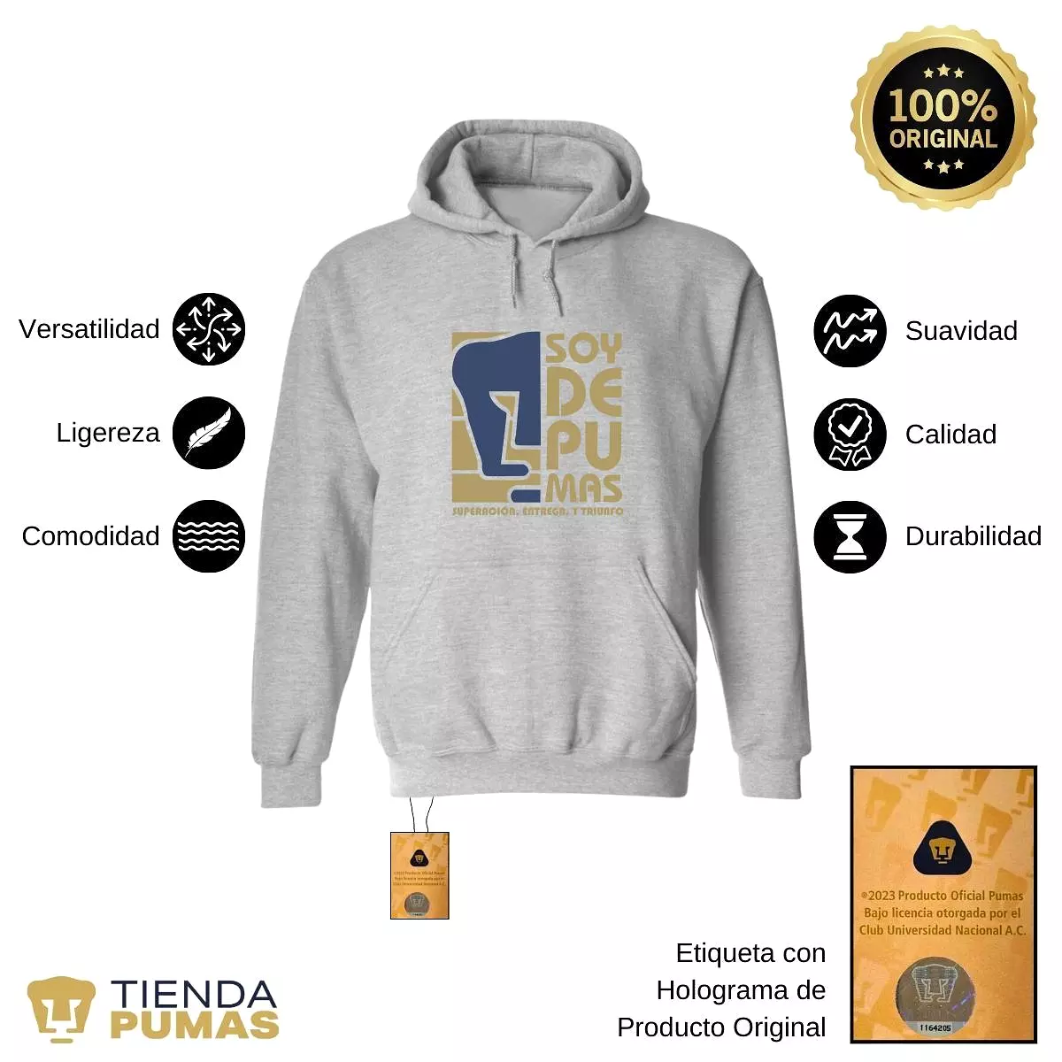 Sudadera Hombre Hoodie  Pumas UNAM Soy de Pumas