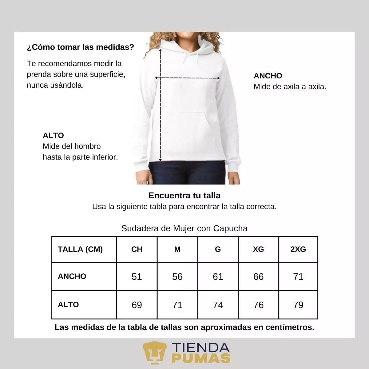 Sudadera Mujer Hoodie  Pumas UNAM Domo Nieve