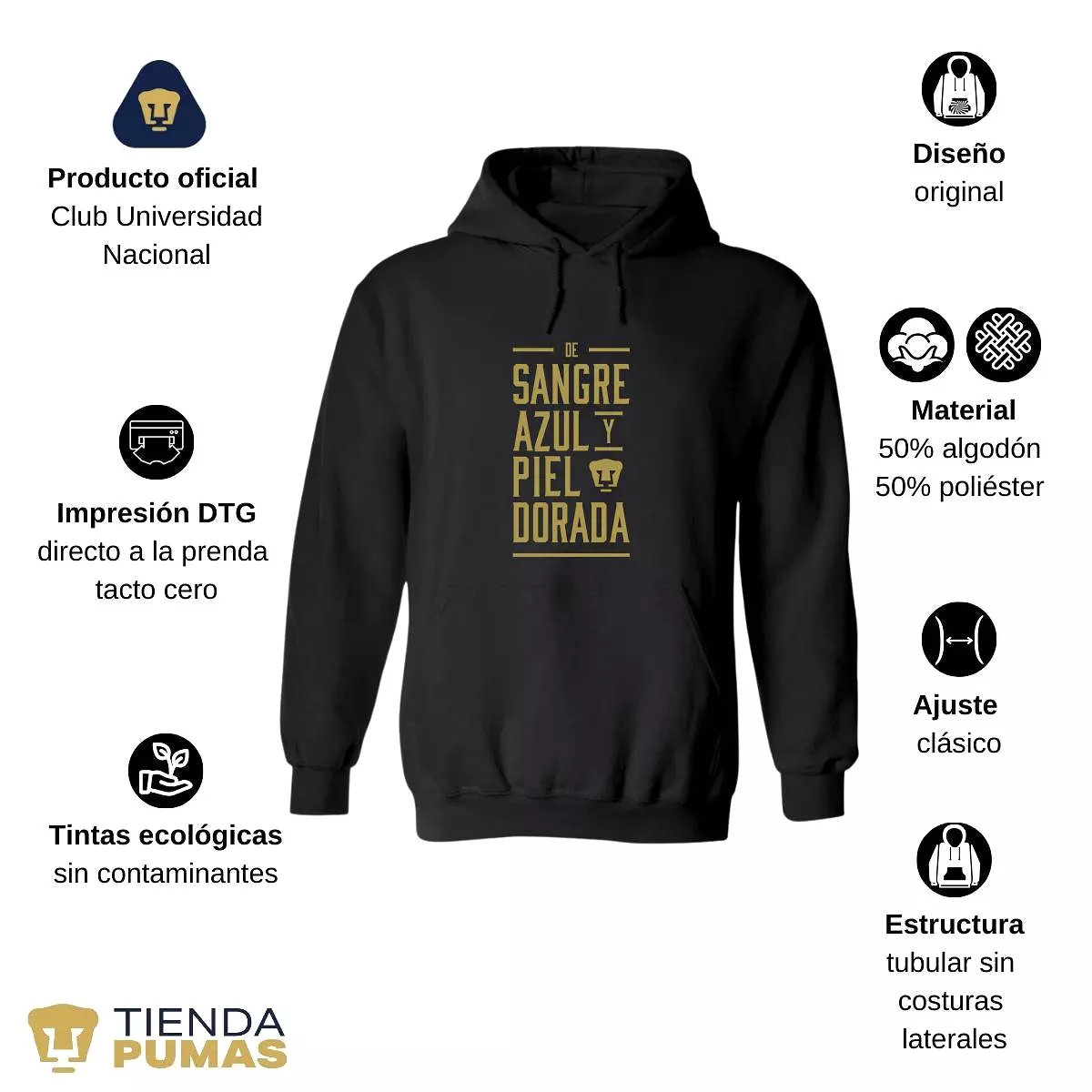 Sudadera para Hombre Hoodie Pumas UNAM De sangre azul