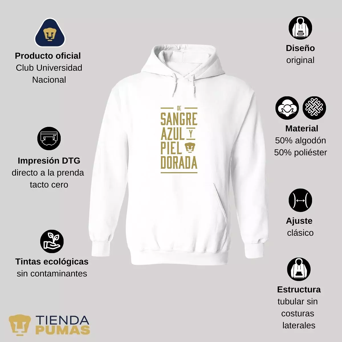 Sudadera para Hombre Hoodie Pumas UNAM De sangre azul