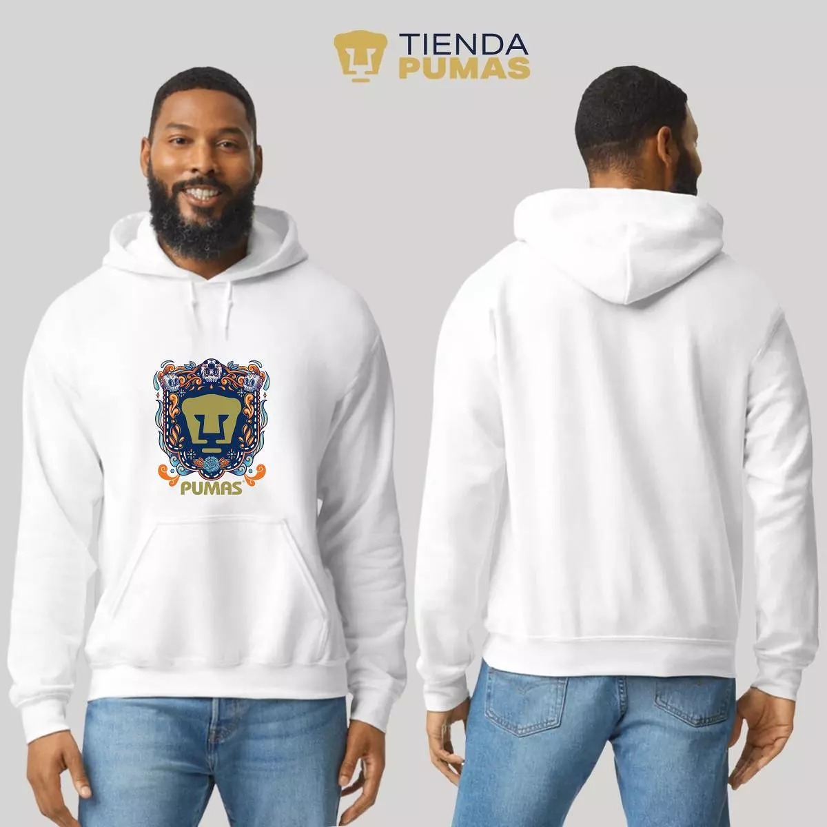 Sudadera para Hombre Hoodie Pumas UNAM Día de Muertos Azul