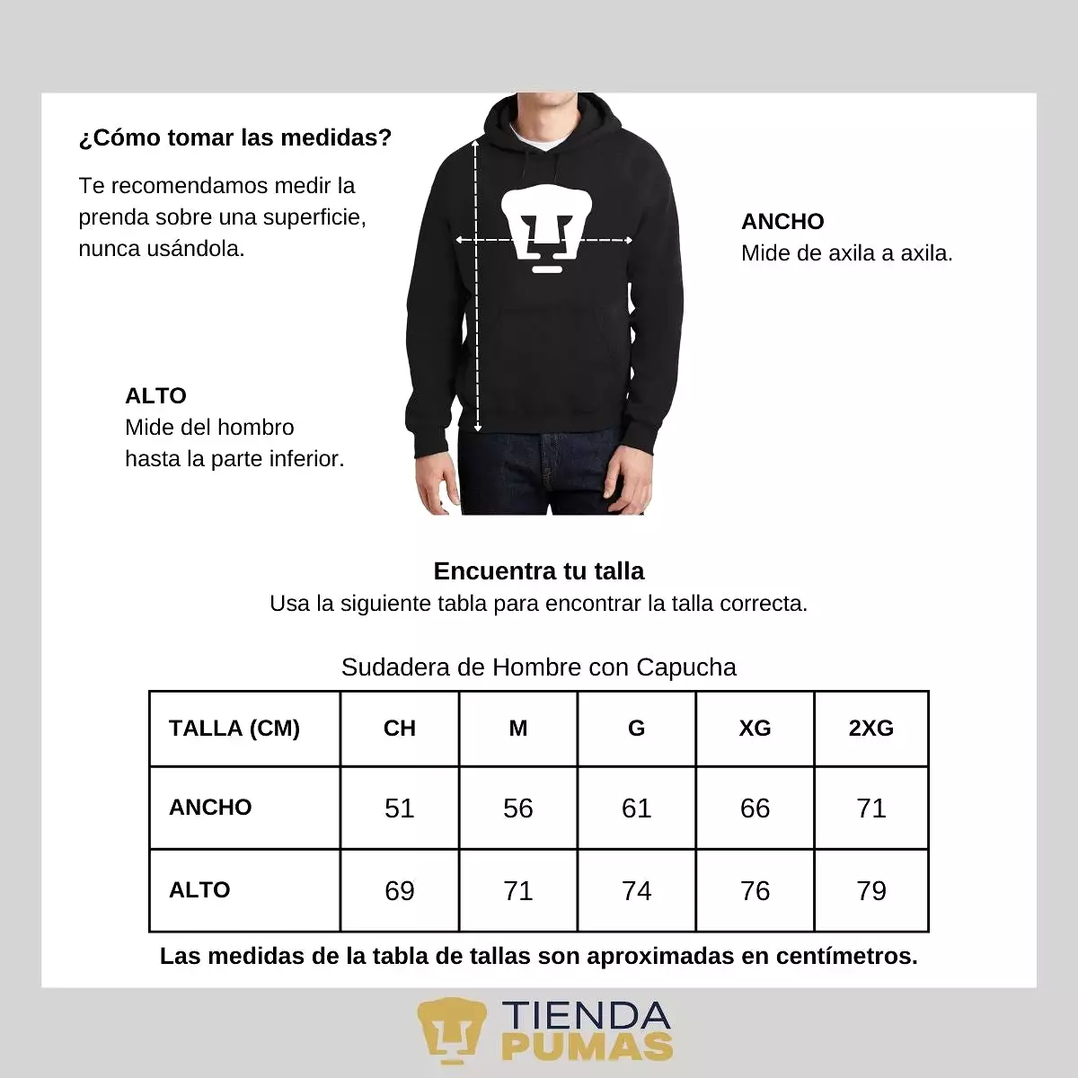 Sudadera para Hombre Hoodie Pumas UNAM Logo Blanco