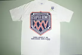 Super Bowl XXV 1991 Tampa Florida Vintage Deadstock Logo 7 USA Single Stitch T-Shirt